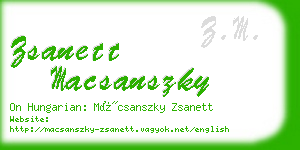 zsanett macsanszky business card